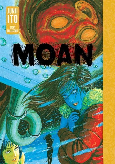 Illustrated “MOAN” cover with a blue figure beneath a fiery red face and a green face at lower left.
