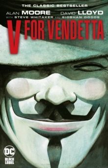 V for Vendetta comic cover with Guy Fawkes mask and red title text