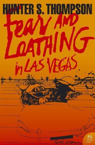 Orange book cover for Hunter S. Thompson’s Fear and Loathing in Las Vegas with bold red title text