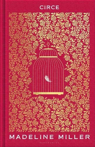 Red book cover with gold floral border and a birdcage; title Circe by Madeline Miller.