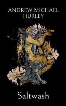 Book cover for Andrew Michael Hurley’s Saltwash, with a dark, gnarled tree and pale figures on black background