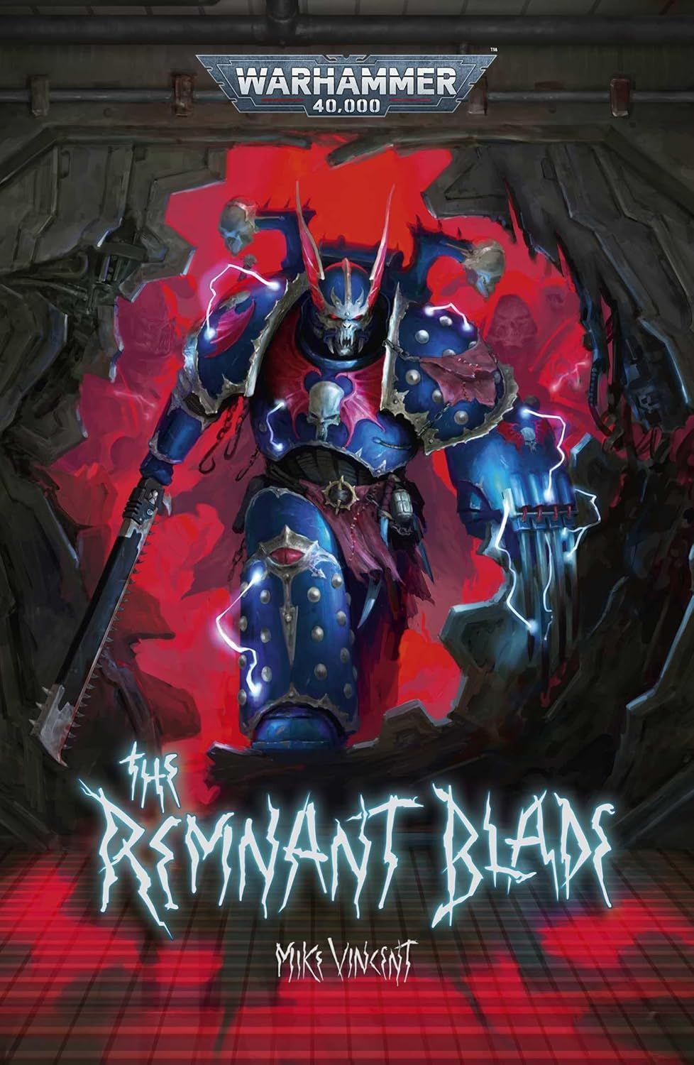 Warhammer 40,000 cover art: a blue-armored warrior amid red energy, titled “The Remnant Blades”
