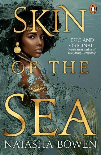 Book cover for “Skin of the Sea” by Natasha Bowen, featuring a woman against a dark teal sea background.