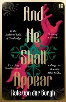 Book cover for “And He Shall Appear” by Kate van der Borg, with pink floral lettering on a black background.