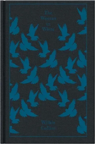 Dark blue patterned book cover with teal birds in flight