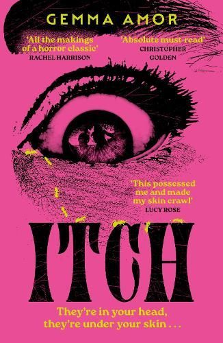 Pink-and-black book cover for “I Cuch,” featuring a close-up eye and large title text.