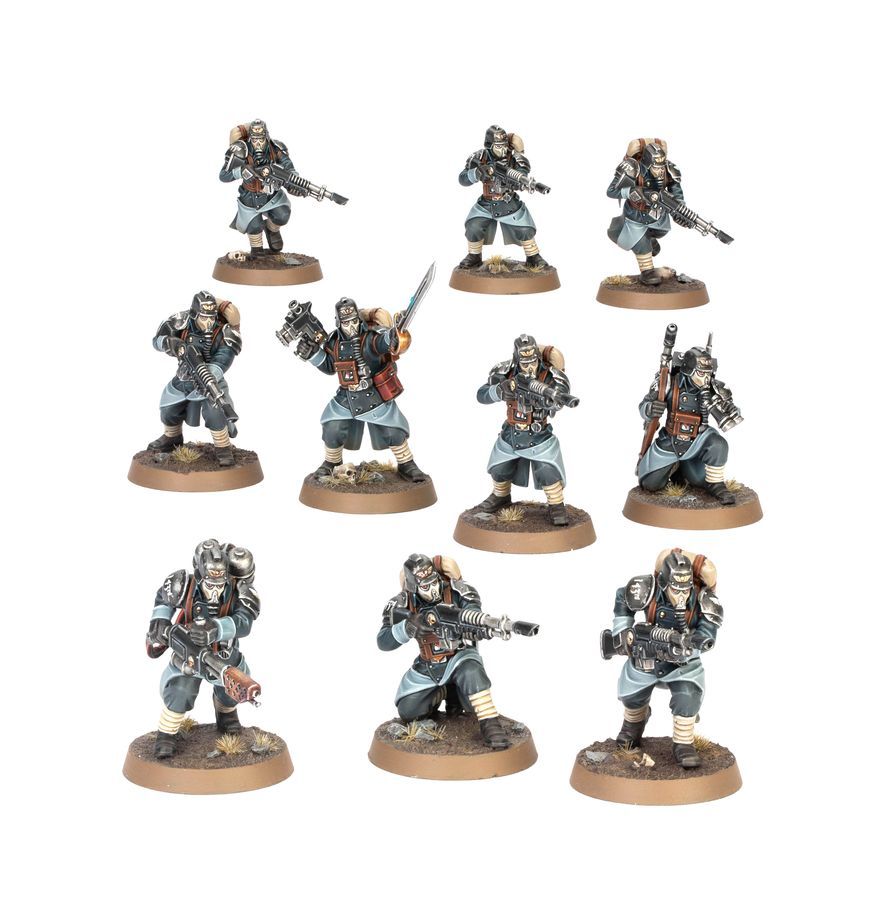 Warhammer 40,000 Death Korps of Krieg miniatures box with ten painted soldiers on the front cover