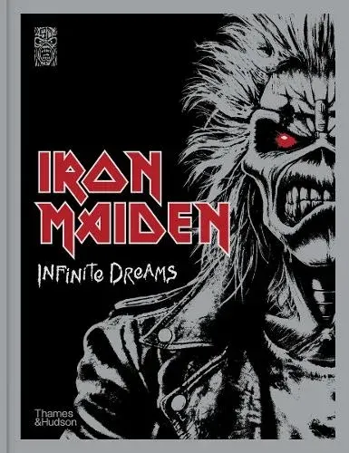 Iron Maiden “Infinite Dreams” album cover with red logo and black-and-white screaming face