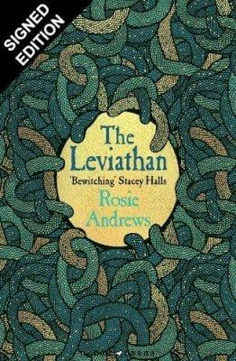 Book cover for The Leviathan by Rosie Andrews, with a green vine-patterned background and yellow title panel.