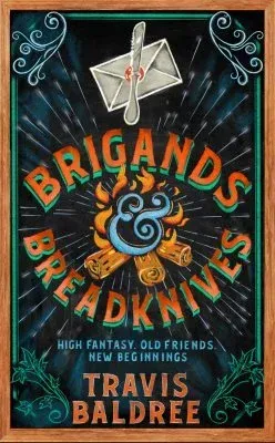 The book cover for “Brigands & Breadknives” by Travis Baldree, with a sword and ornate dark fantasy design.