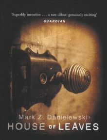Book cover of House of Leaves by Mark Z. Danielewski, with a dark camera and glowing spiral