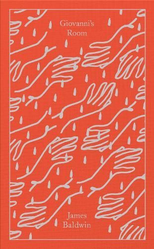 Red book cover with white hand-drawn line art and the names Giovanni’s Room and James Baldwin.