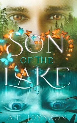 Book cover with eyes in foliage, butterflies, and teal water, titled