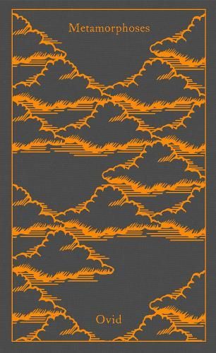 Orange cloud line-art book cover titled “Metamorphoses” by Ovid on a dark gray background