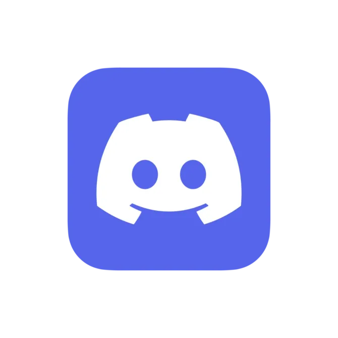 Discord logo: white gamepad face on a purple rounded-square background