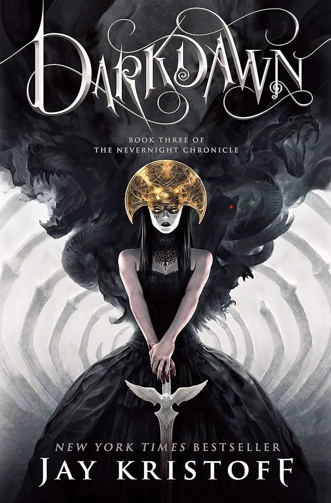 Dark fantasy book cover featuring a masked woman in black beneath the title “Darktown”