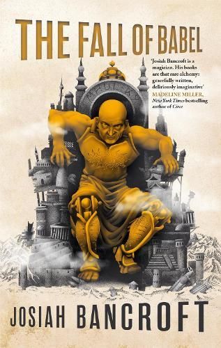 Book cover for The Fall of Babel by Josiah Bancroft, showing a gold figure amid a dark tower and machinery