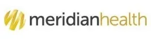 A logo for meridian health is shown on a white background.