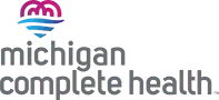The michigan complete health logo has a heart and waves on it.