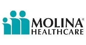 The logo for molina healthcare is a blue and black logo with two people standing next to each other.