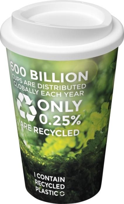A cup that says 500 billion cups are distributed globally each year