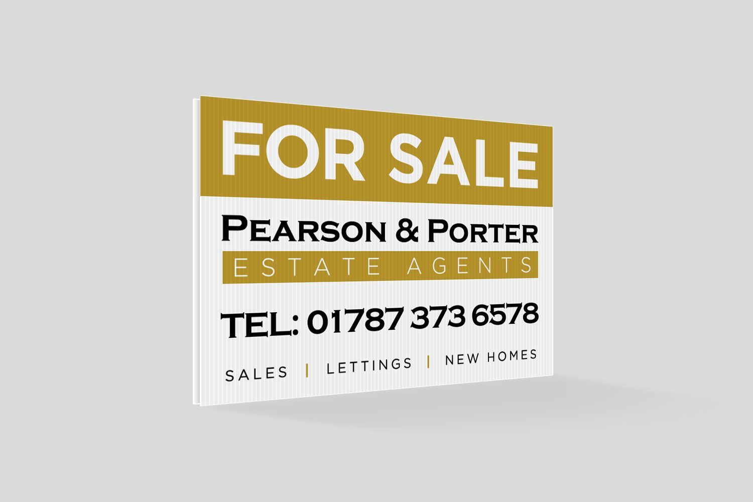 A for sale sign made from Correx board