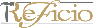 A logo for a company called reficio with a hammer on it.