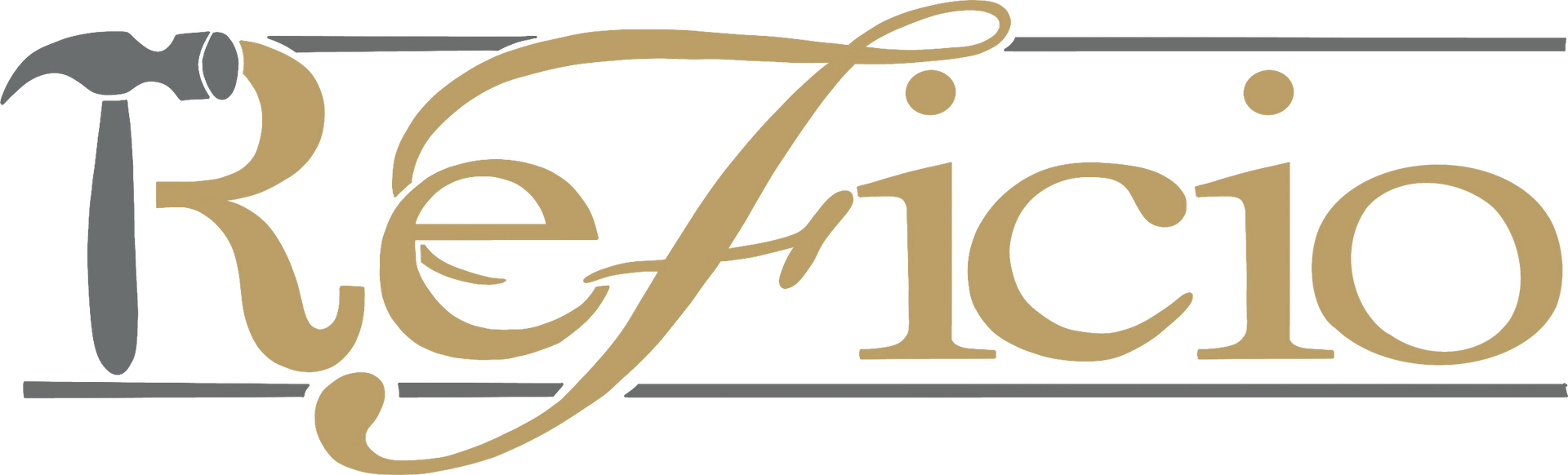 A logo for a company called reficio with a hammer on it.