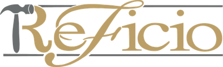 A logo for a company called reficio with a hammer on it.