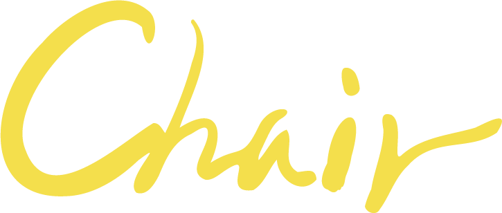 椅子這個字是在白色背景上用黃色寫的。