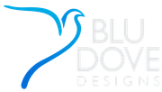 Blu Dove Designs logo with a white dove icon and brand name
