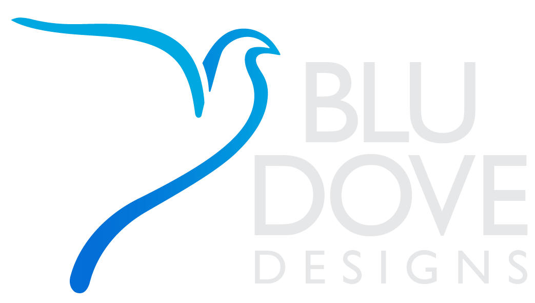 Blu Dove Designs logo with a white dove icon and brand name