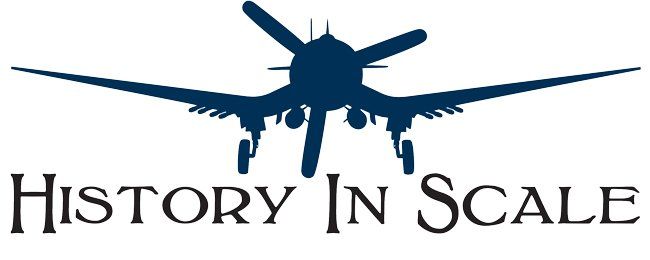 Dark blue silhouette of an airplane with spinning propeller, above the words