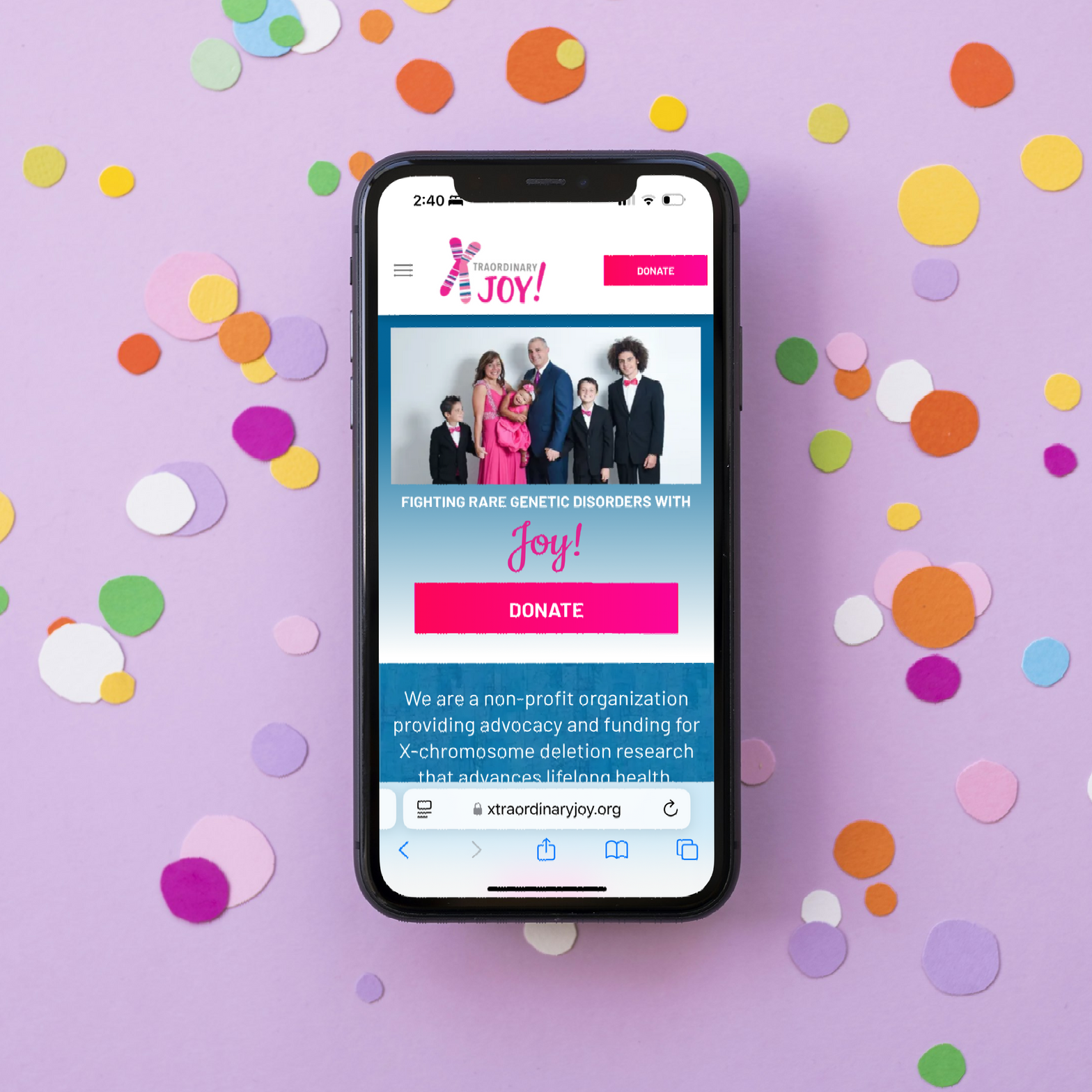 Smartphone displaying website for