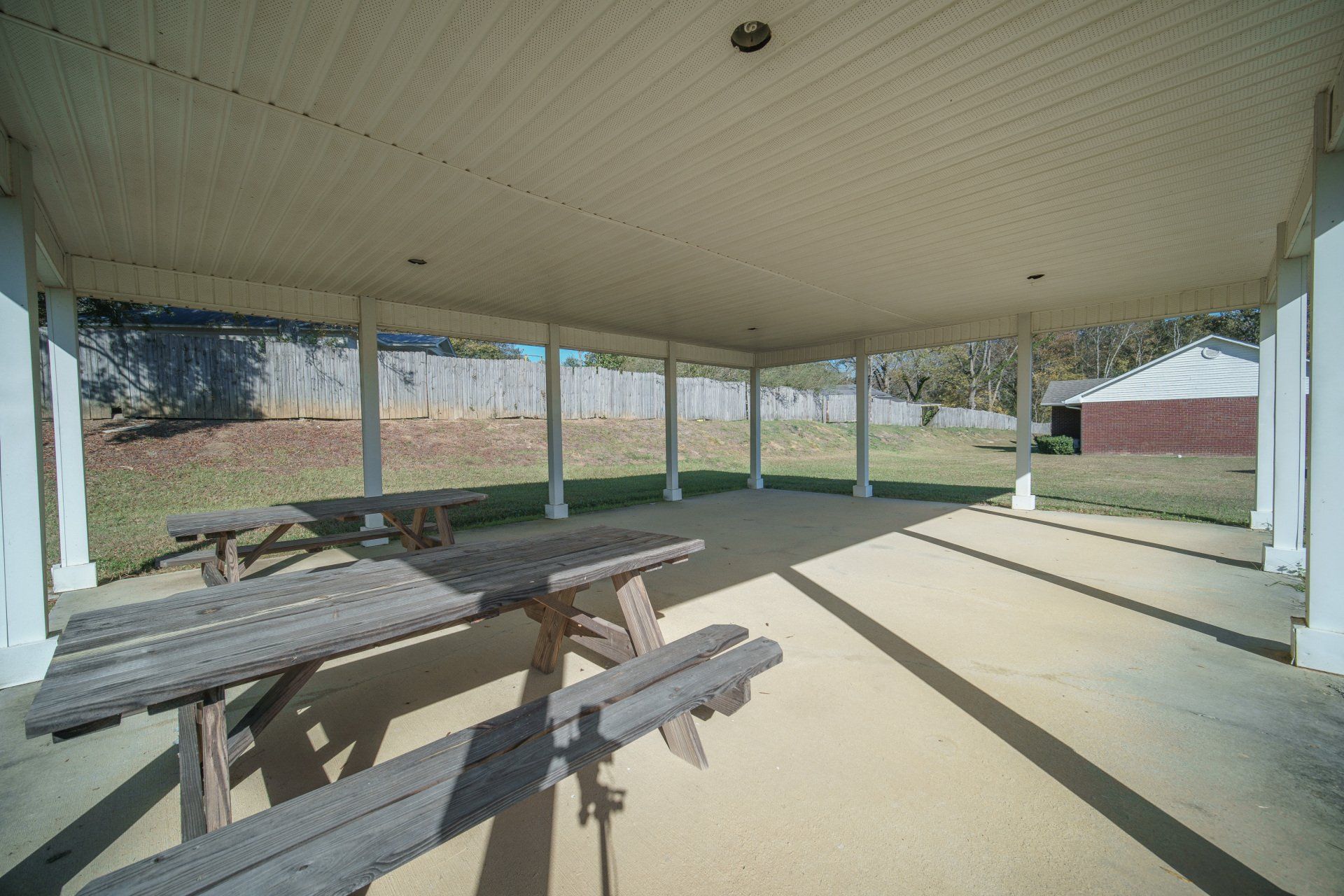 picnic benches