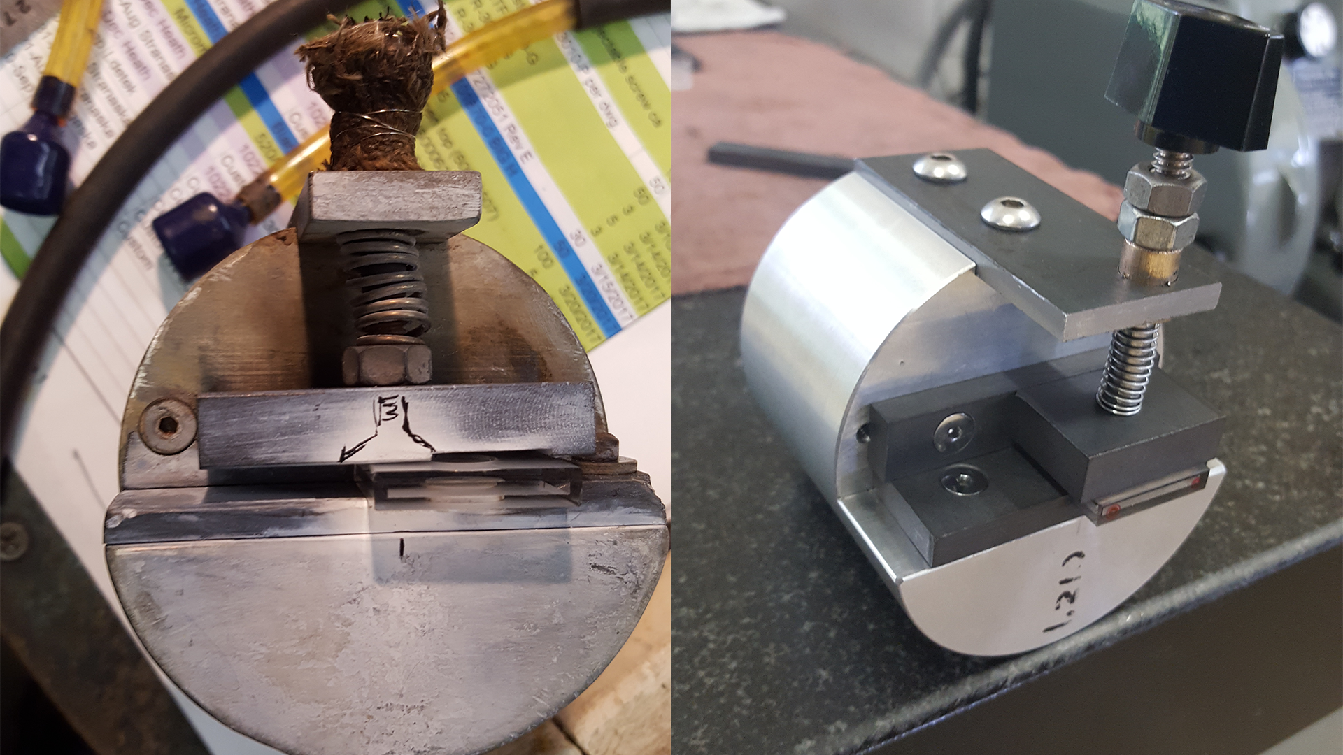 A close up of a metal object next to a close up of a metal object