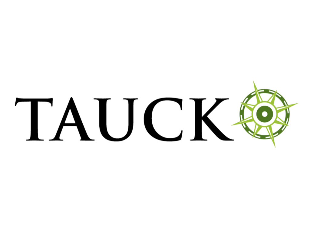Tauck logo: black text with green compass rose symbol.