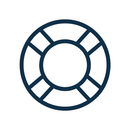 Life preserver, navy blue outline on white background.