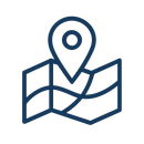 Dark blue map with a location marker.