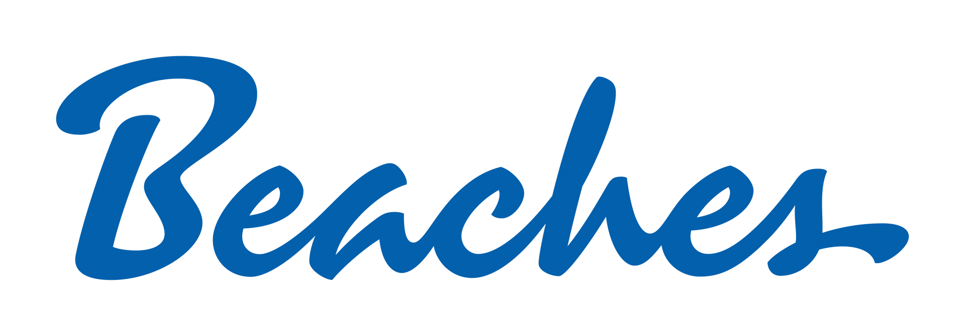 Beaches logo in blue script.