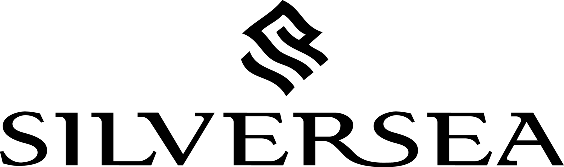 Logo for Silversea Cruises, black text and icon.