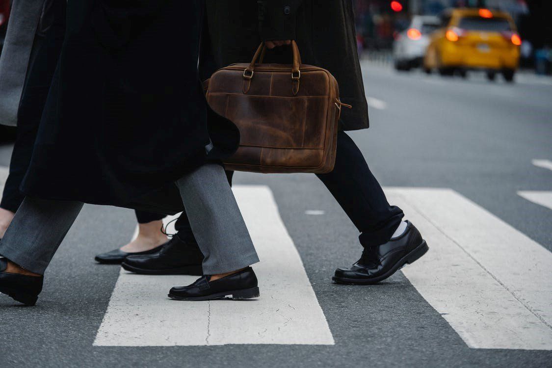 People walking on a crosswalk