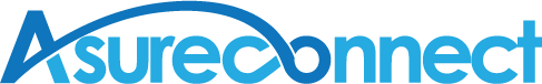 A blue and white logo for Asureconnect