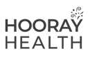 A black and white logo for Hooray Health.