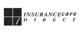 A black and white logo for insurance care direct.