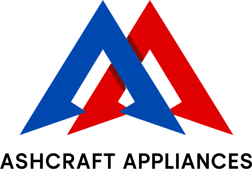 Ashcraft Appliances logo with interlocking blue and red triangular shapes above the company name