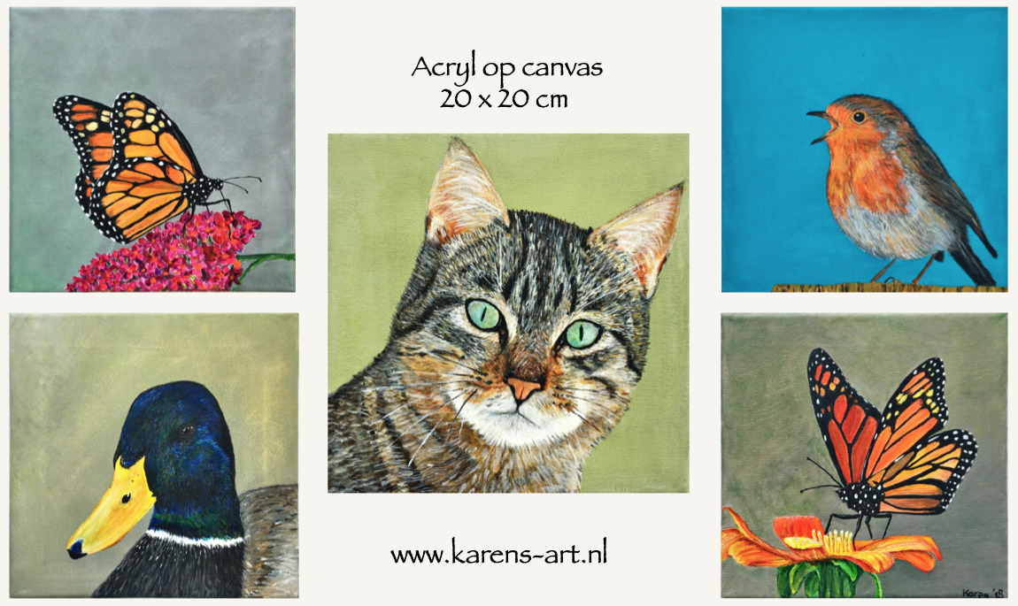 kleine canvas schilderijtjes van dieren