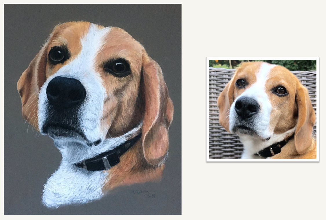 realistische tekening van foto van geliefd huisdier
