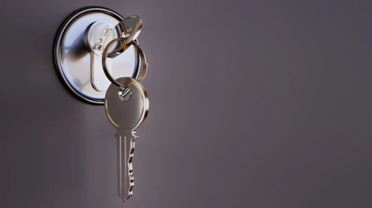 Keys handing from a lock.