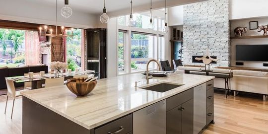 Picture of nice new kitchen with large island.